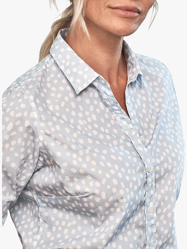 Pure Collection Cotton Spot Print Shirt, Blue