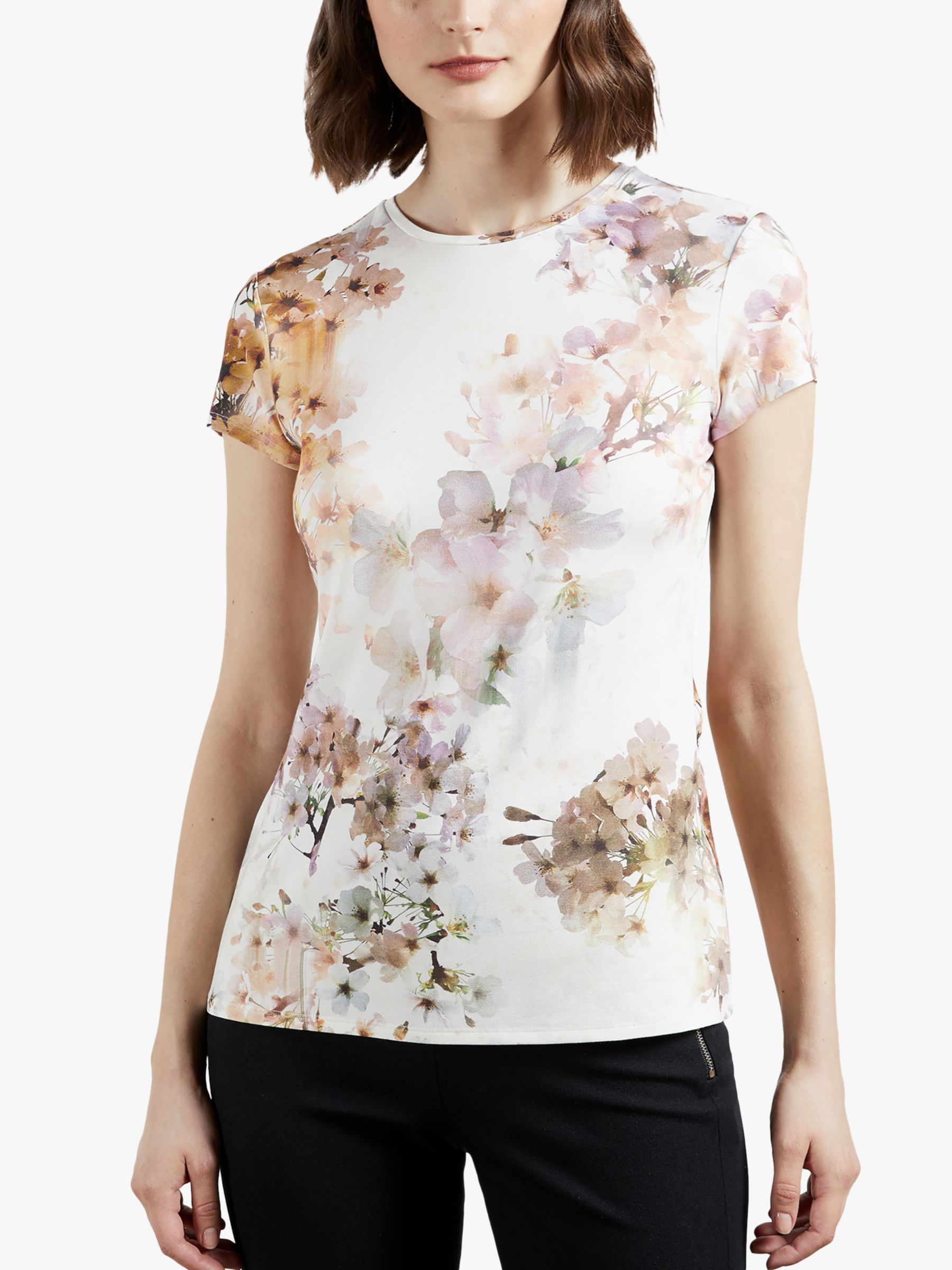 Ted Baker Ayleyc Floral T-Shirt, White at John Lewis & Partners