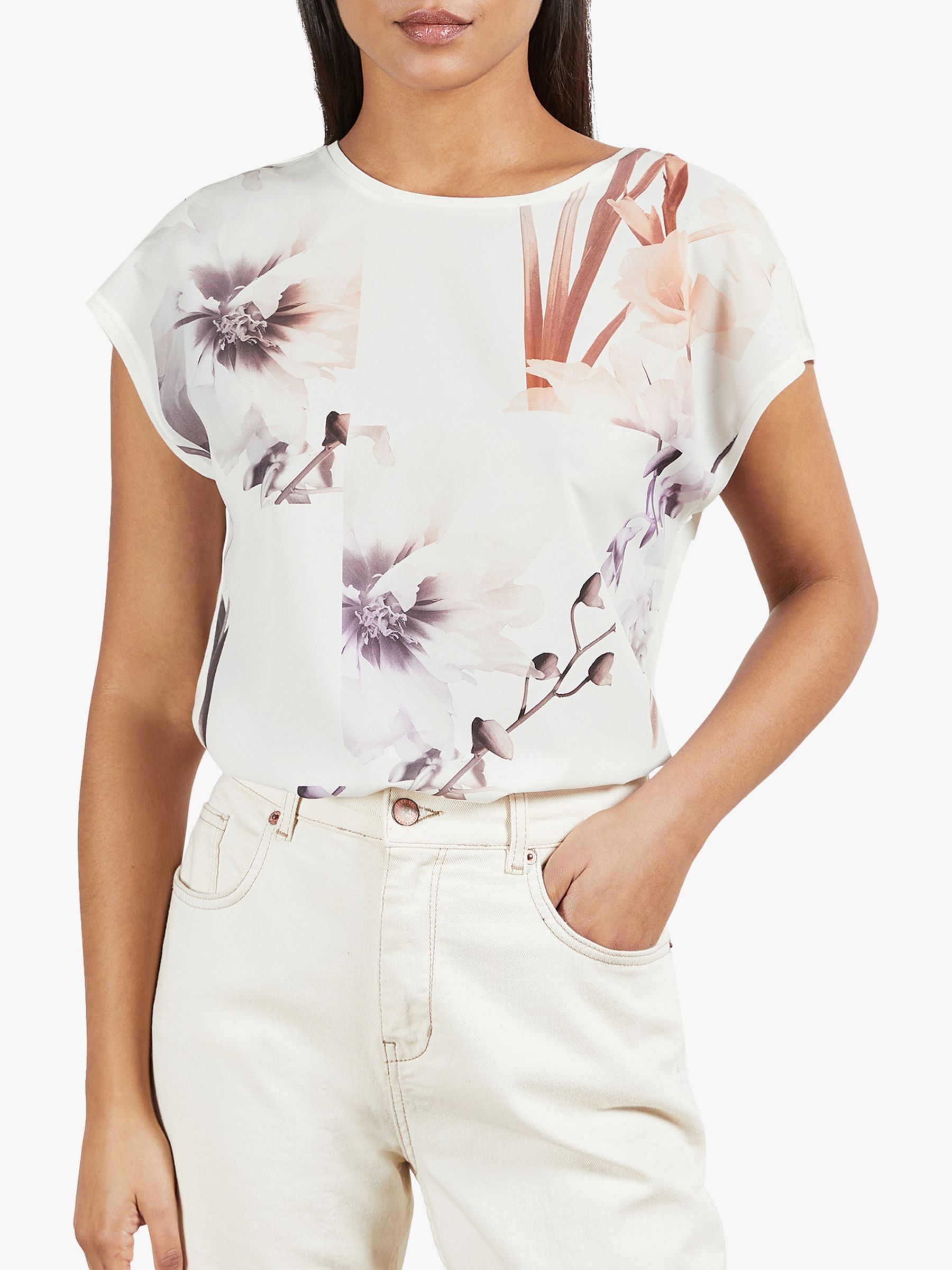 Ted Baker Lylie Floral Print T-Shirt, White/Multi at John Lewis & Partners