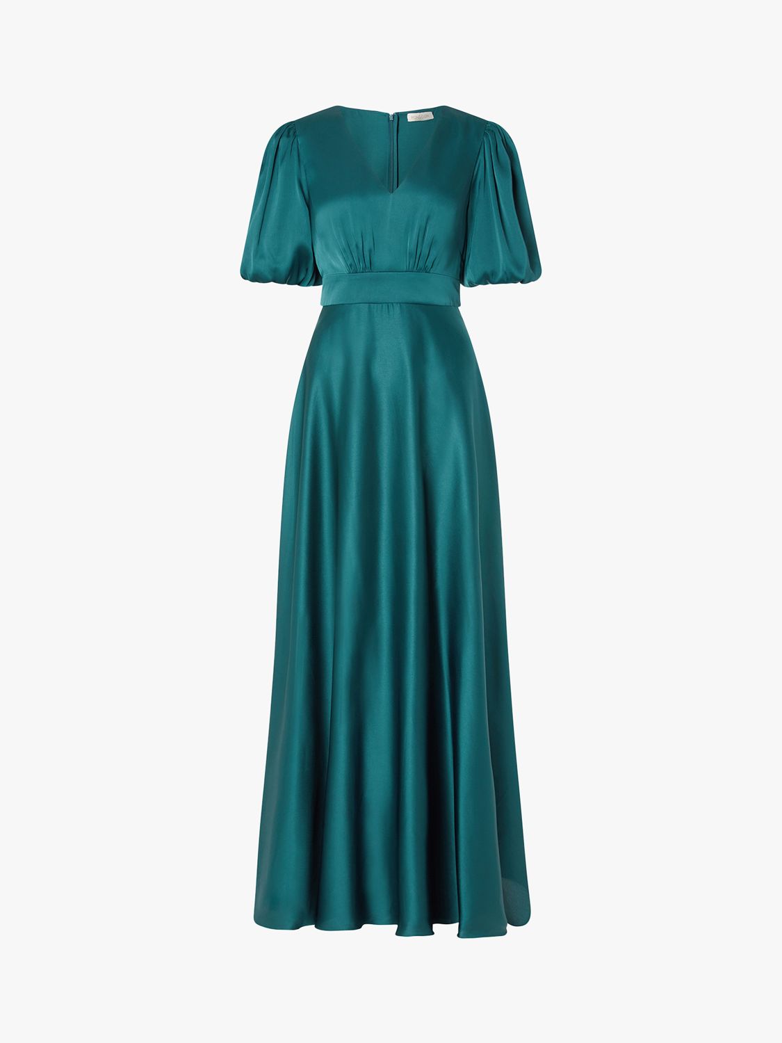 Monsoon Kirsten Satin Maxi Dress, Teal at John Lewis & Partners