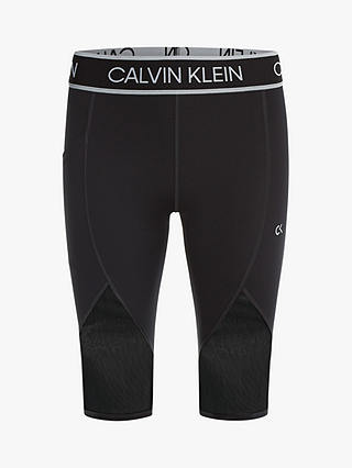 Calvin Klein Performance Logo Waist Cropped Leggings, CK Black