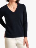 Pure Collection Cashmere V-Neck Jumper, Navy