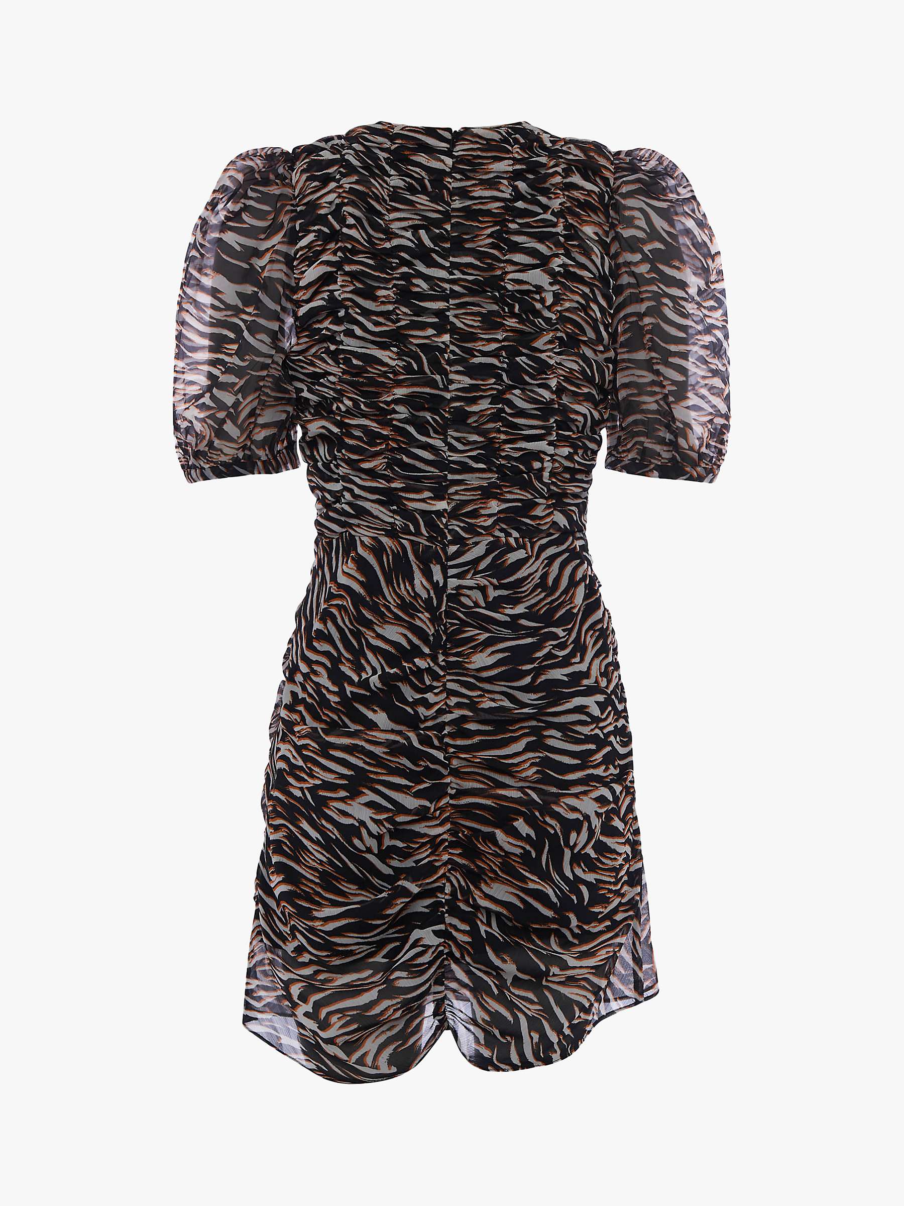 Buy French Connection Tiger Crinkle Mix Mini Dress, Black/Multi Online at johnlewis.com