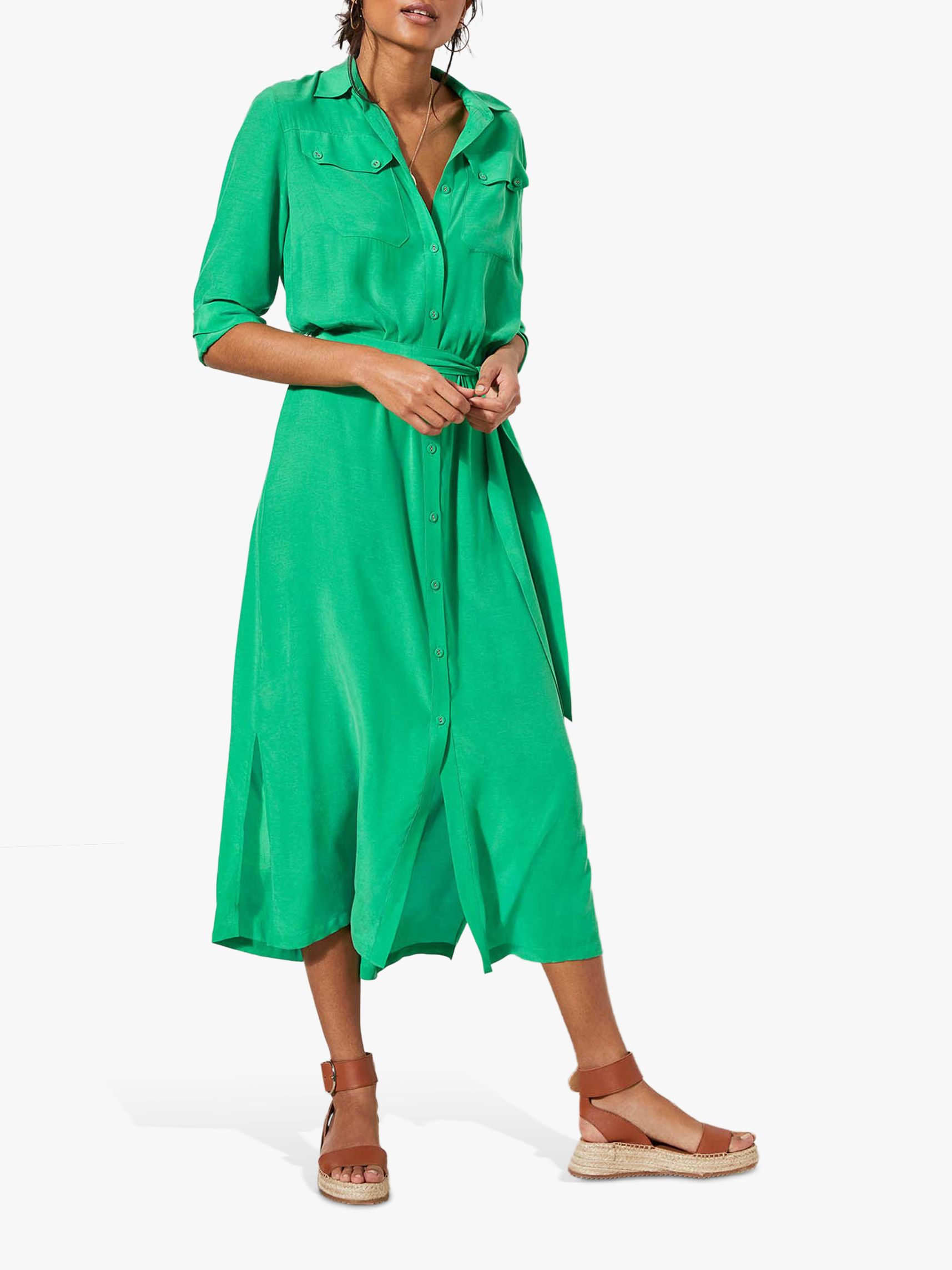 Mint Velvet Midi Shirt Dress, Green
