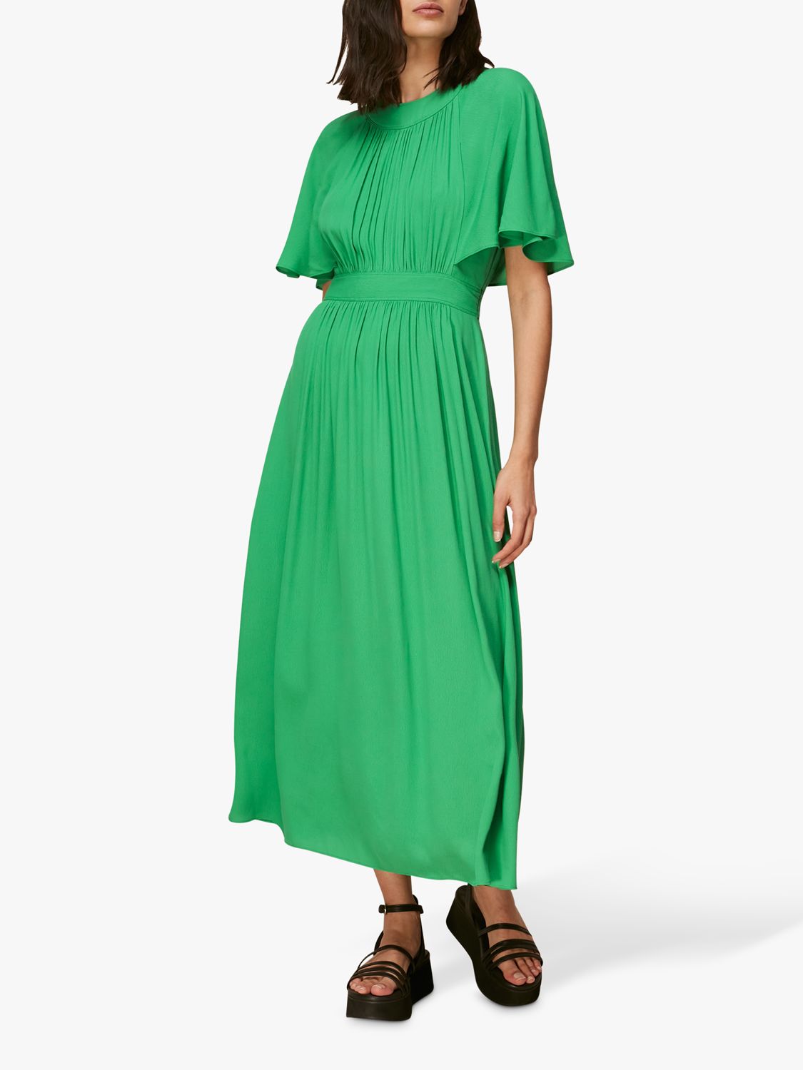 Whistles Amelia Cape Dress, Green at John Lewis & Partners
