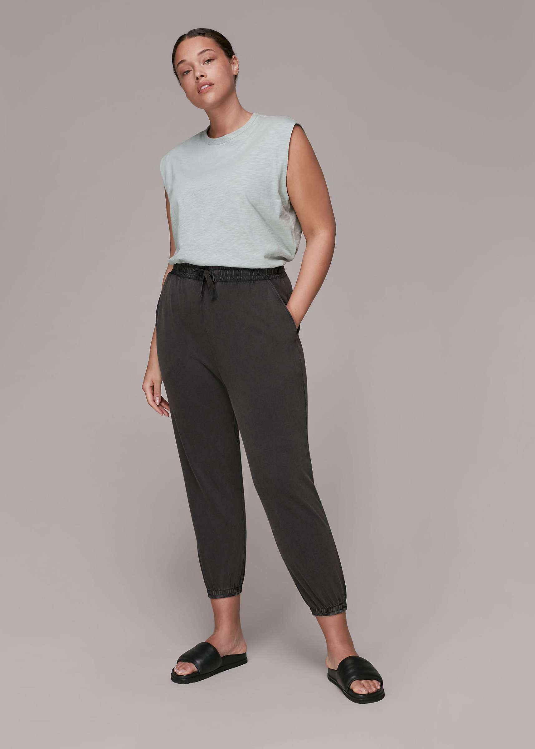 Buy Whistles Cropped Joggers, Washed Black Online at johnlewis.com