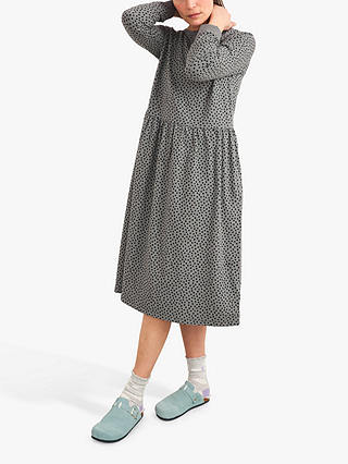 White Stuff Spot Print Sweatshirt Dress, Grey/Multi
