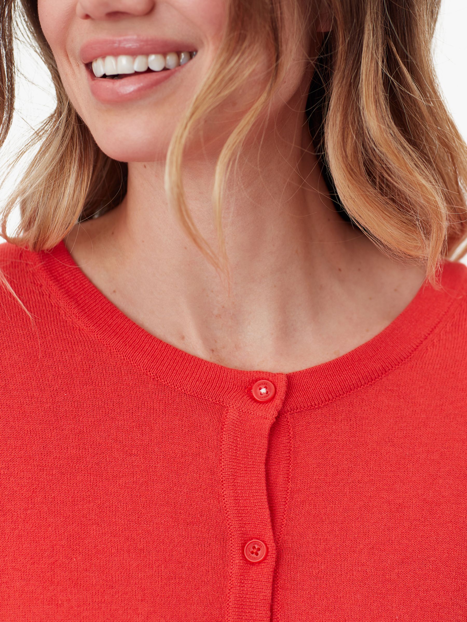 Joules Louisa Round Neck Cardigan  Red  at John Lewis 