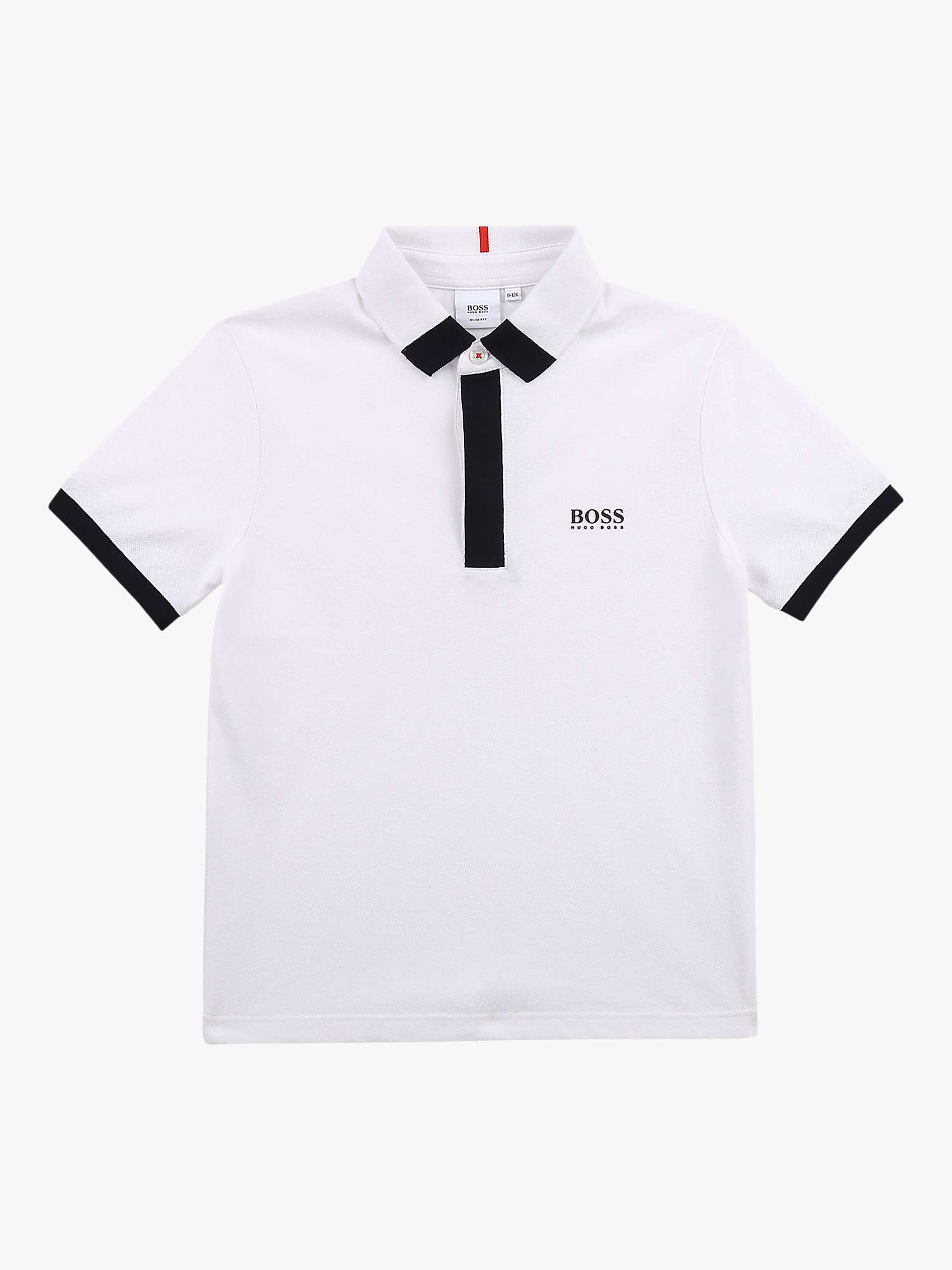 HUGO BOSS Kids' Contrast Tipped Polo Shirt, White at John Lewis & Partners