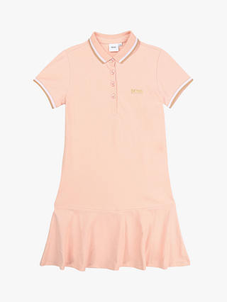 HUGO BOSS Kids' Cotton Pique Polo Dress, Pale Pink