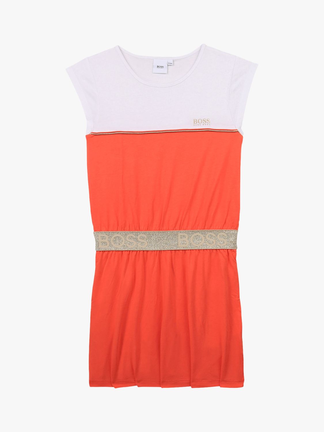 BOSS Kids' Modal & Cotton Jersey Dress, Peach, 5 years