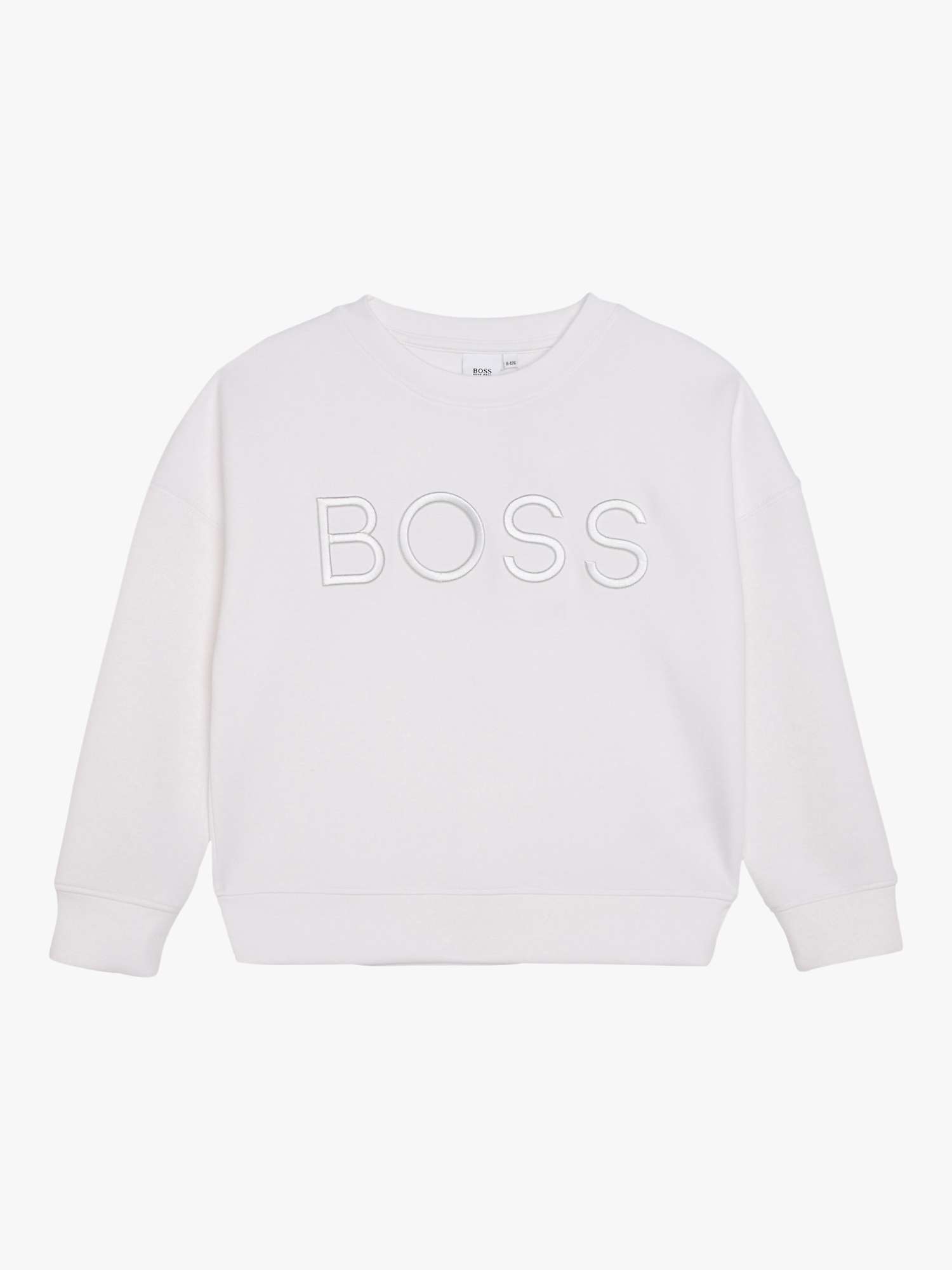 Buy HUGO BOSS Kids' Embroidered Logo Sweatshirt, White Online at johnlewis.com