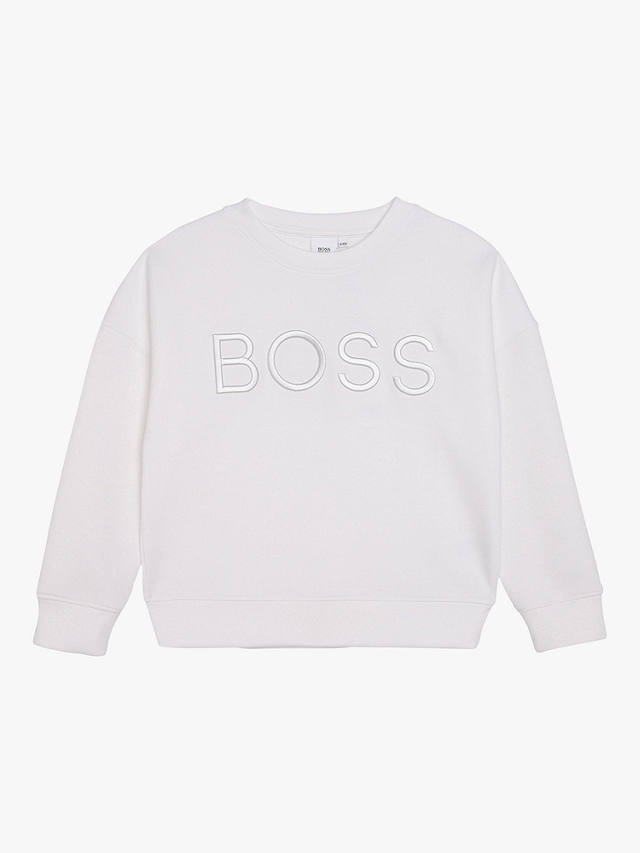 HUGO BOSS Kids' Embroidered Logo Sweatshirt, White