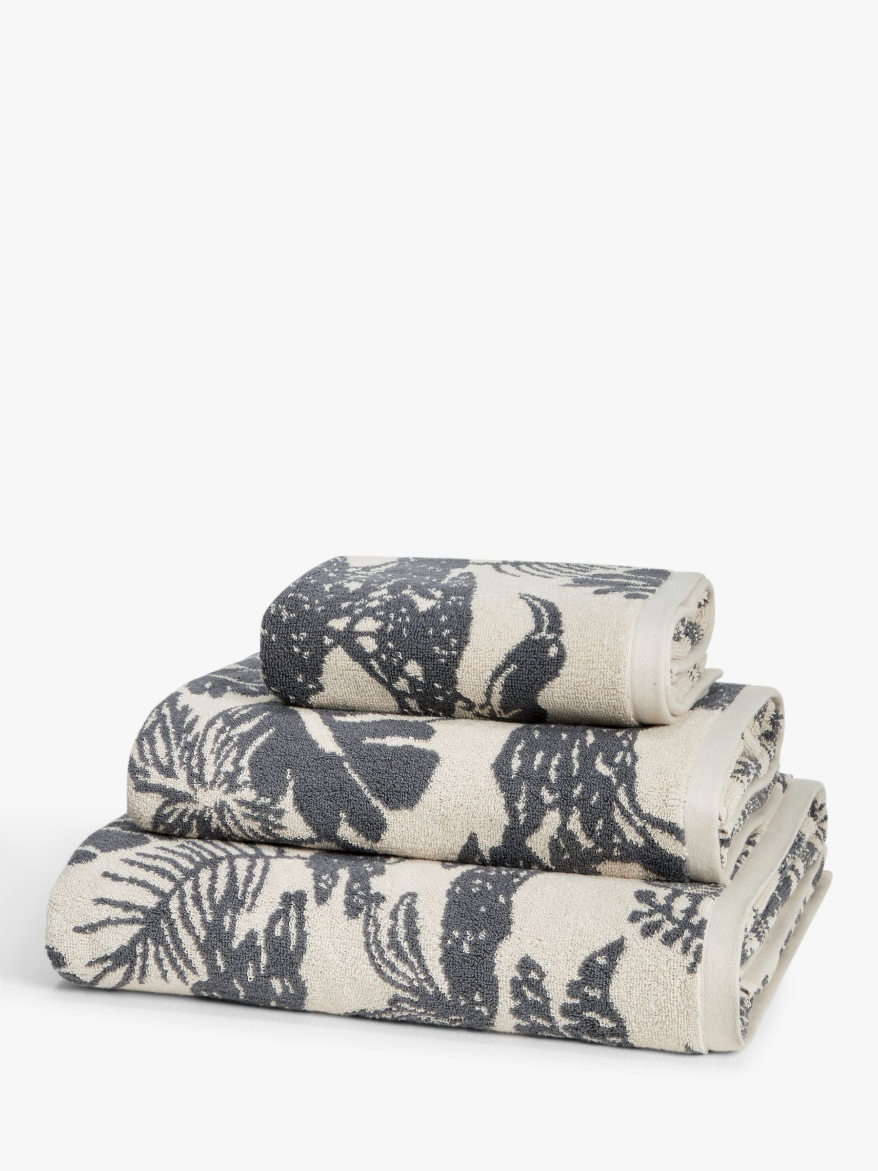 John Lewis ANYDAY Jungle Animals Towels, Steel/Natural