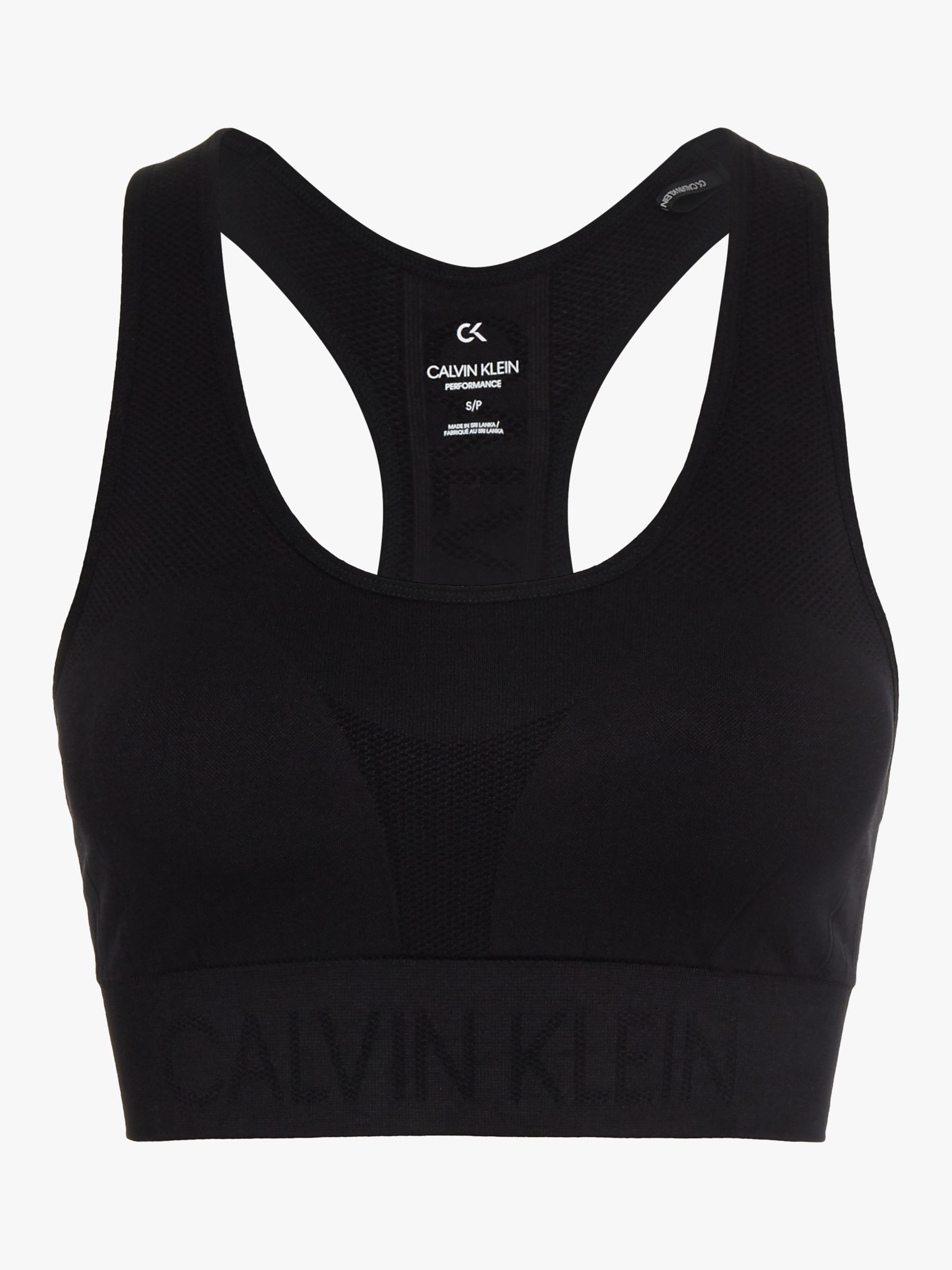 Calvin Klein Performance Medium Impact Sports Bra, CK Black at John ...