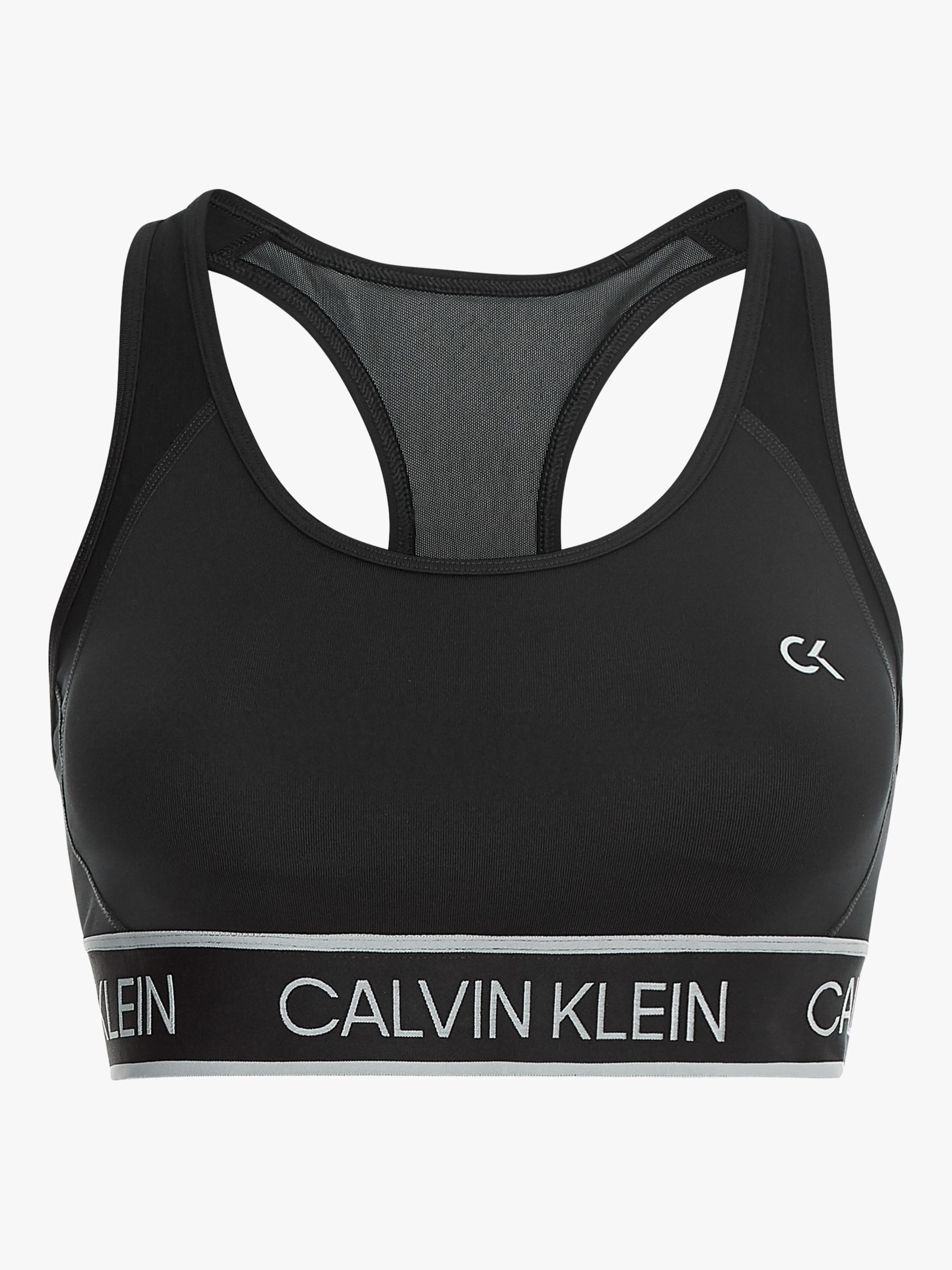 Calvin Klein Performance Medium Support Sports Bra, CK Black at John ...