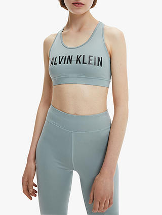 Calvin Klein Performance Medium Support Logo Sports Bra, Blushing Green