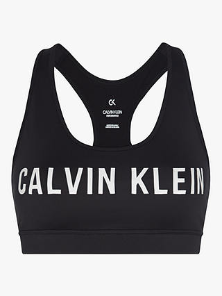 Calvin Klein Performance Medium Support Logo Sports Bra, CK Black/ Bright White