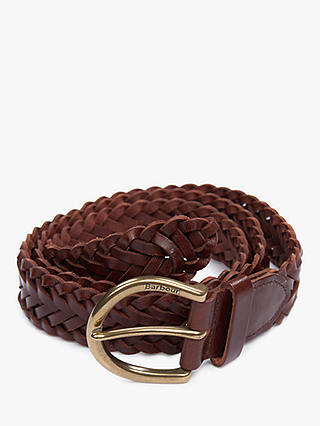 Barbour Babb Woven Leather Belt, Brown