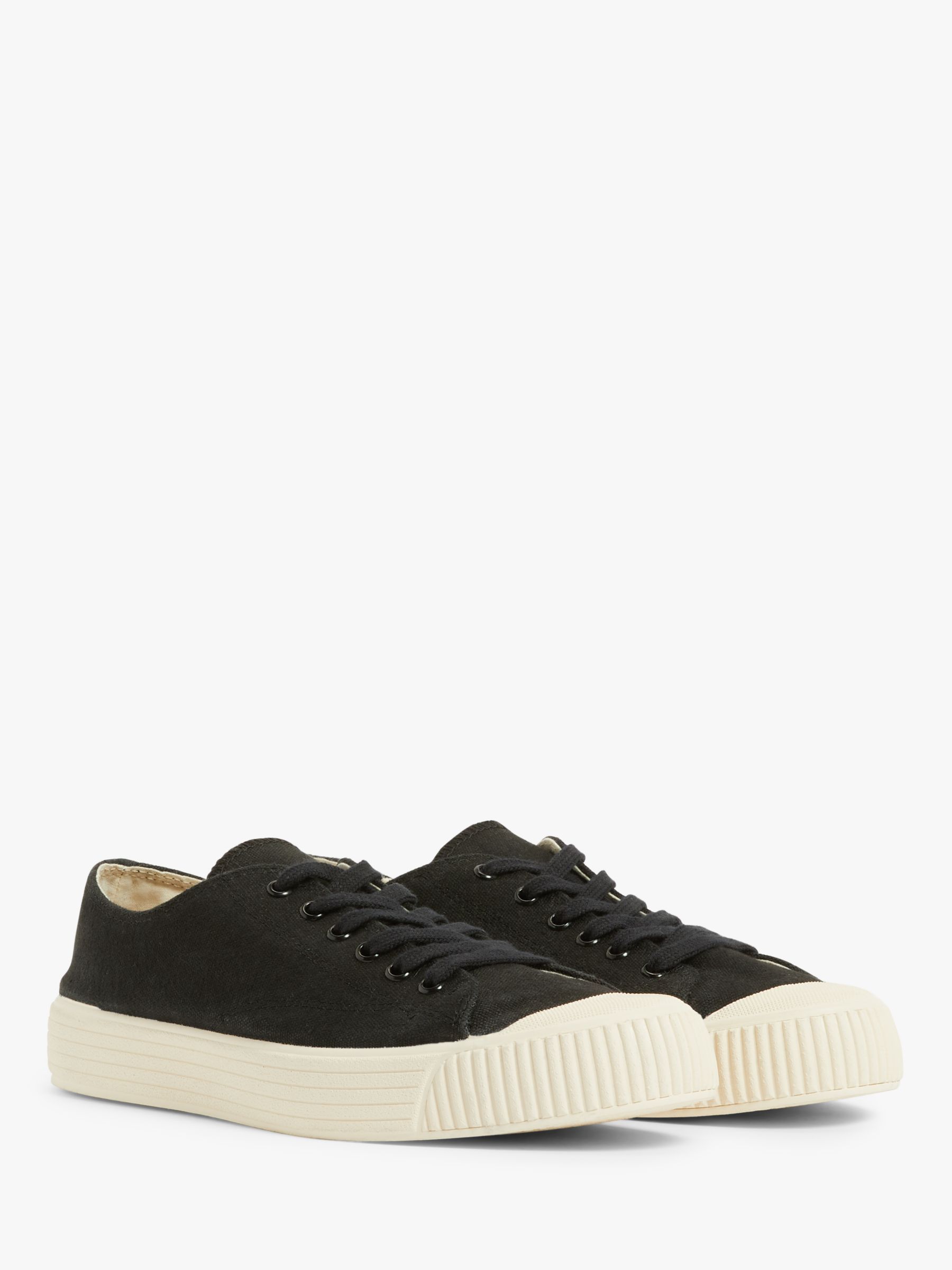 John Lewis & Partners Canvas Trainers, Washed Black at John Lewis ...