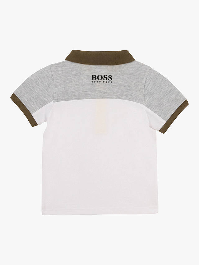 HUGO BOSS Baby Logo Colour Block Polo Shirt, Grey/White