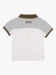 BOSS Baby Logo Colour Block Polo Shirt, Grey/White