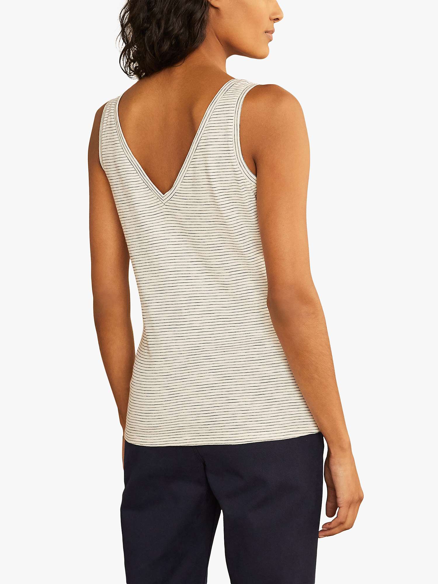Boden The Cotton Vest, Ivory/Navy at John Lewis & Partners
