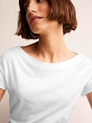 Boden Supersoft Boat Neck T-Shirt, White 