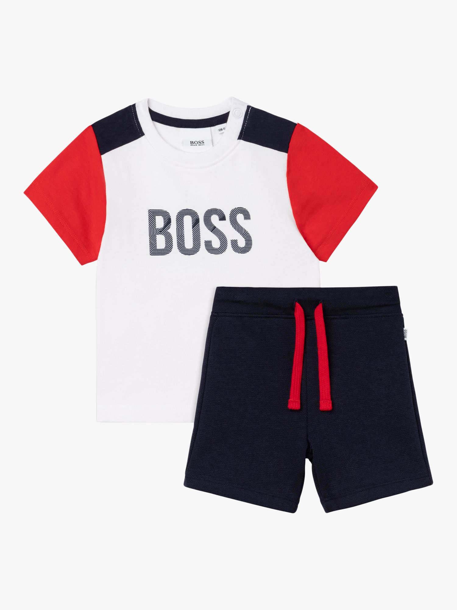 HUGO BOSS Baby Sporty Logo T-Shirt & Bermuda Shorts Set, White/Navy
