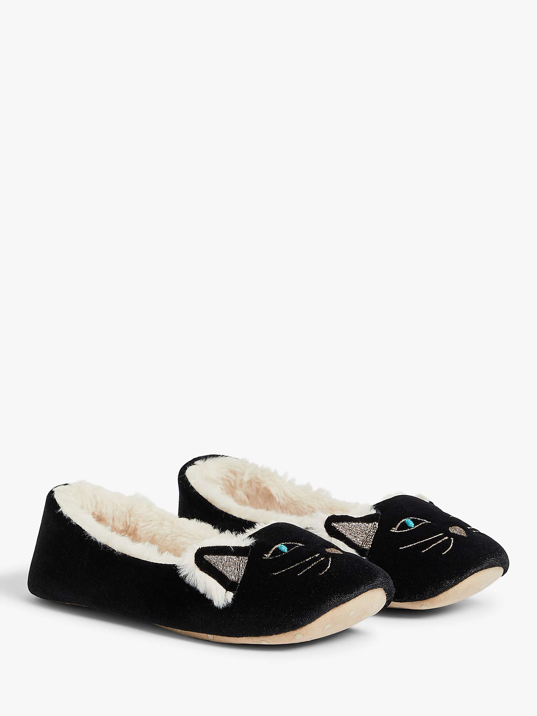 Buy John Lewis Cat Ballerina Slippers, Black Online at johnlewis.com