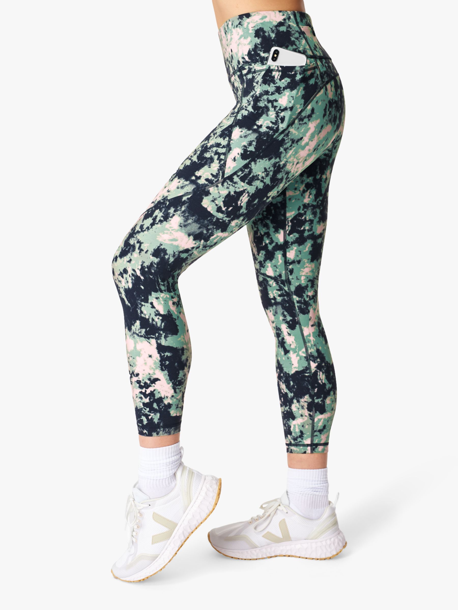 Sweaty Betty Power 7/8 Gym Leggings, Green Dye Print at John Lewis ...