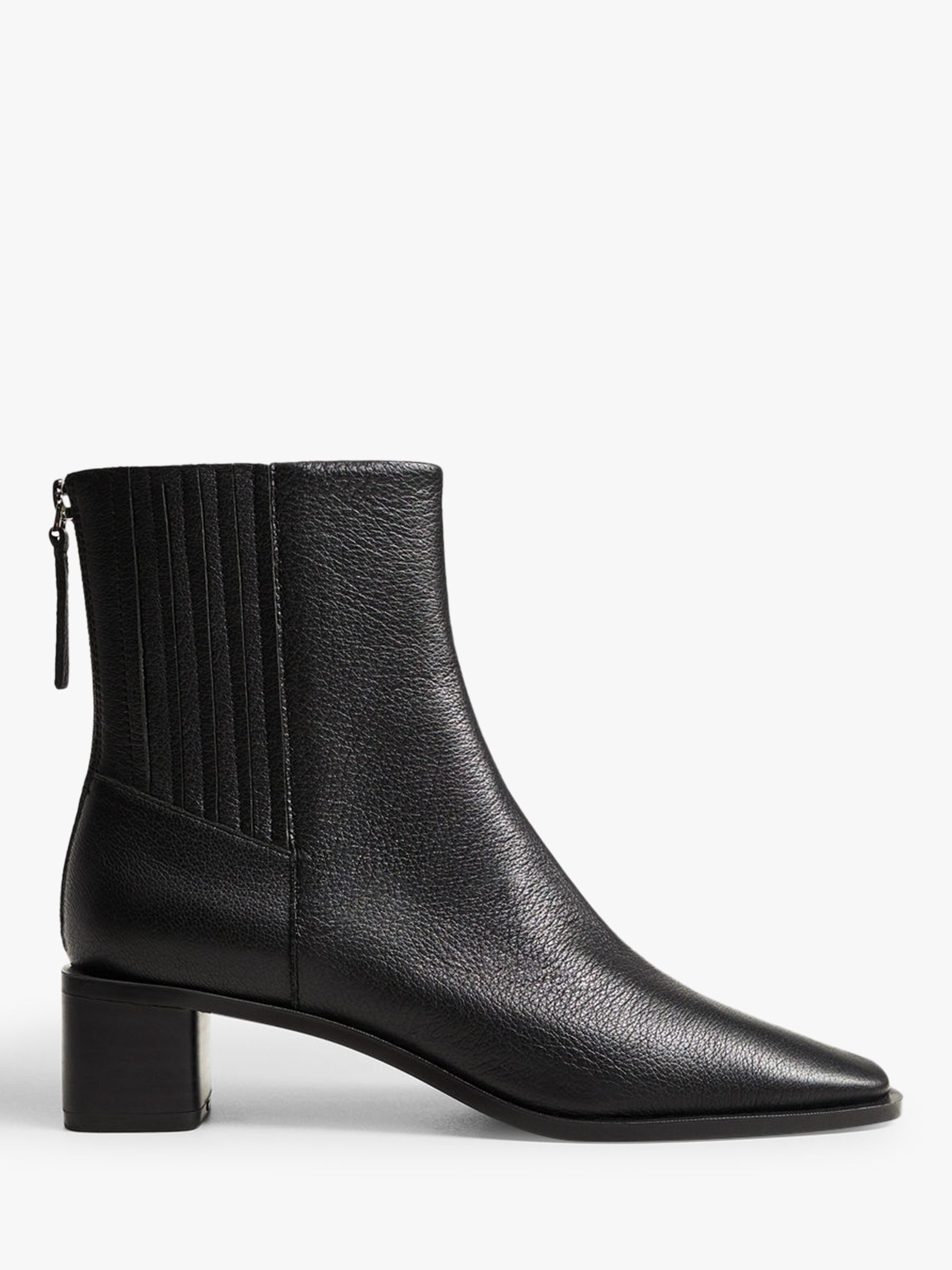 Mango Leather Pointed Toe Ankle Boots, Black at John Lewis & Partners