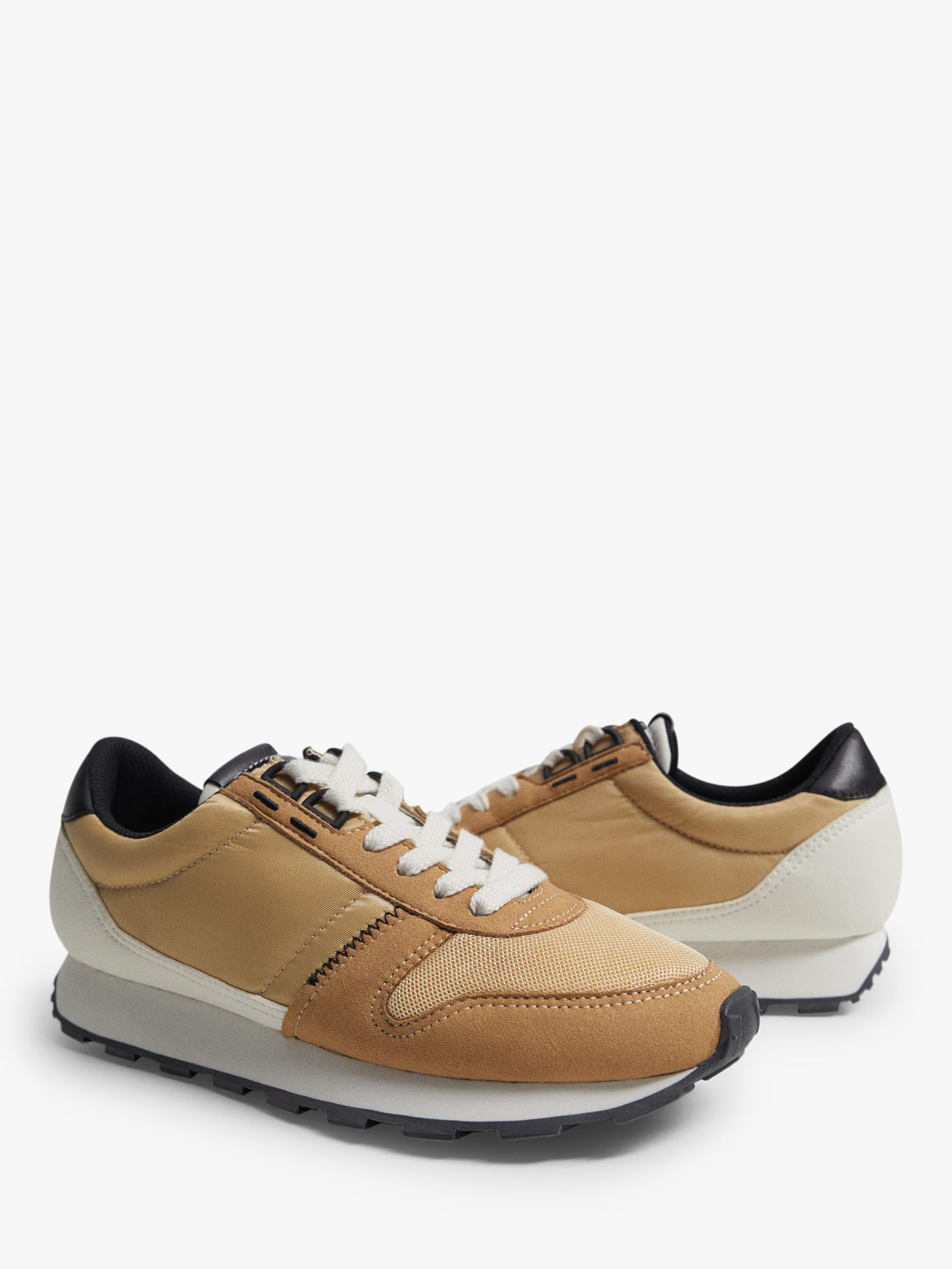 Mango Platform Lace-Up Trainers, Dark Yellow at John Lewis & Partners