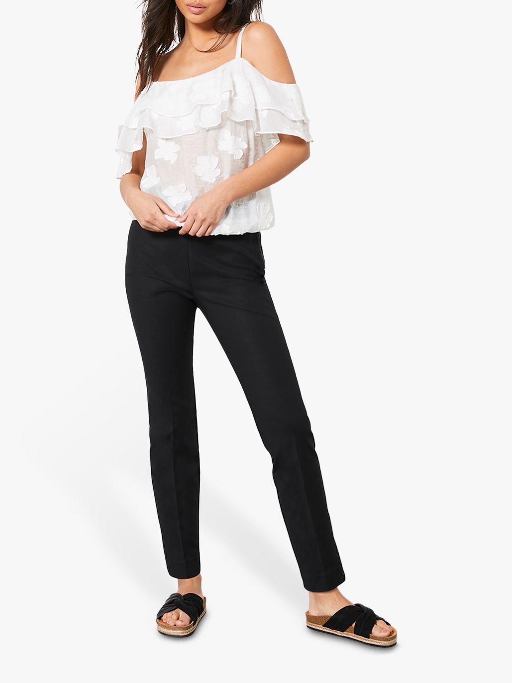 Mint Velvet Popper Trousers, Black