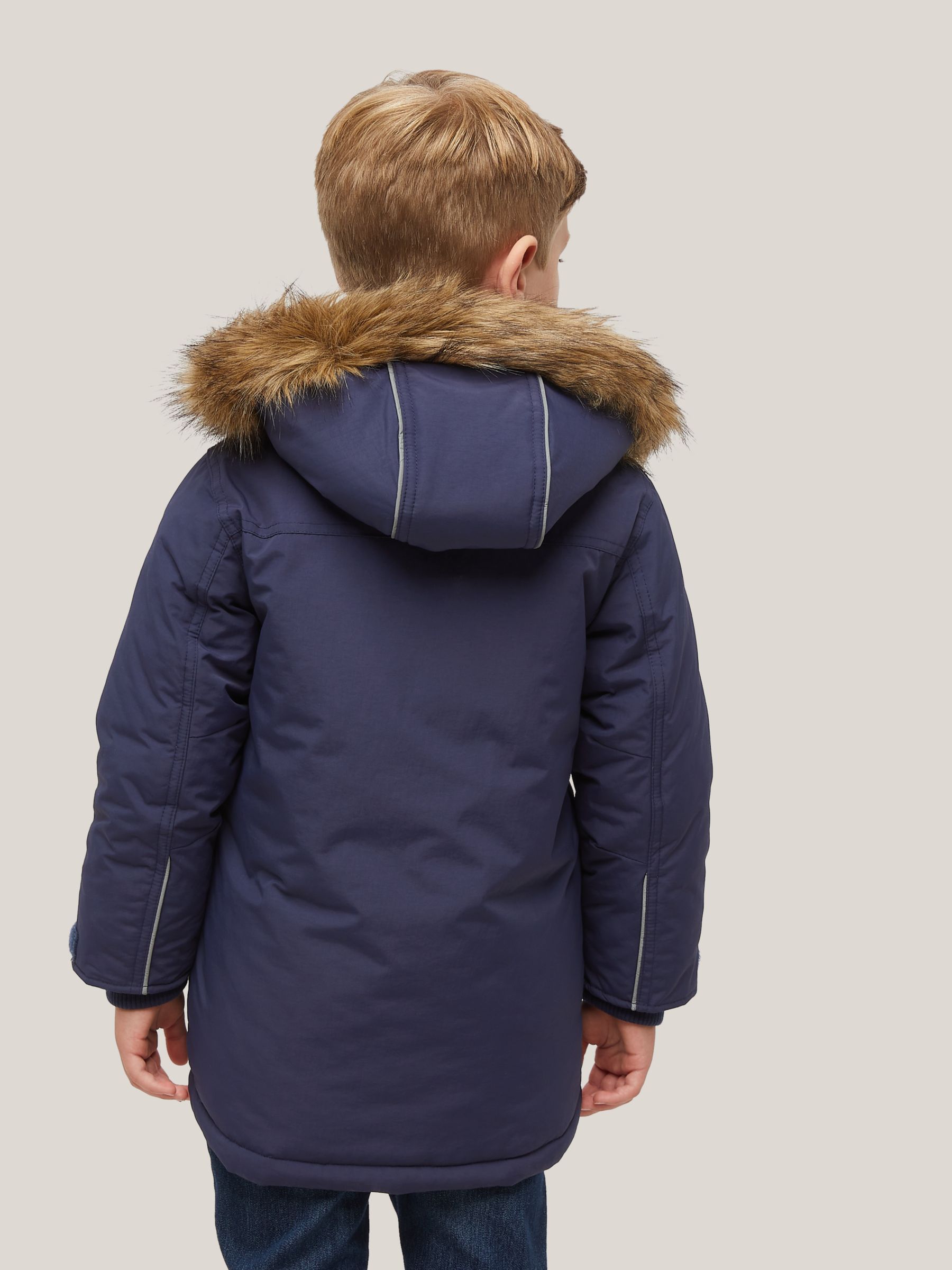 John Lewis & Partners Kids' Core Parka Coat, Navy at John Lewis & Partners