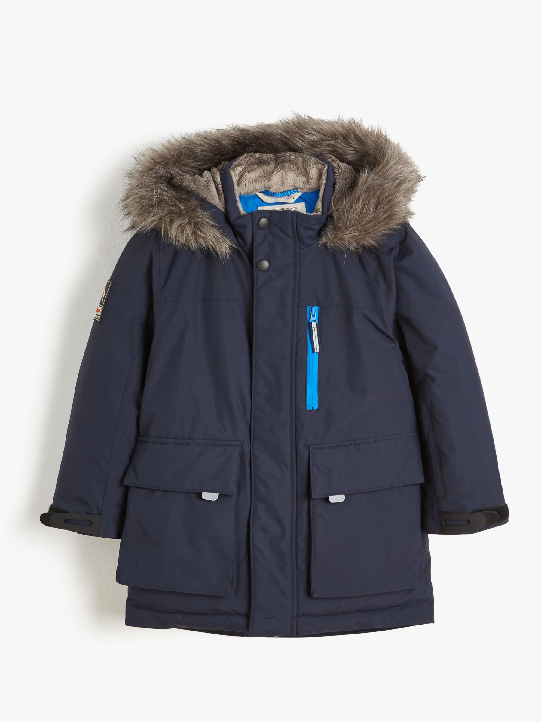 John Lewis & Partners Kids' Tech Waterproof Parka Coat, Navy at John