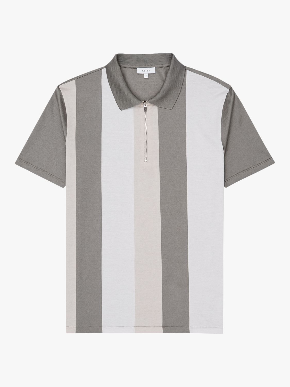 Reiss Owen Stripe Detail Polo Shirt, Sage