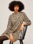 AND/OR Cleo Leopard Print Knit Jumper Dress, Neutral