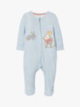 Mini Boden Baby Bunny Stripe Sleepsuit, Frosted Blue/Ivory, Frosted Blue/Ivory