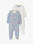 Mini Boden Organic Baby Star Stripe Sleepsuit, Pack of 2, Multi