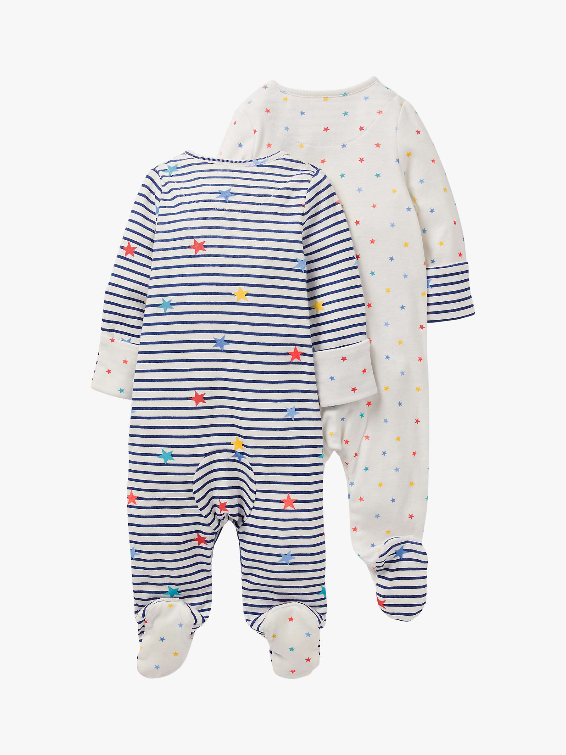 Buy Mini Boden Organic Baby Star Stripe Sleepsuit, Pack of 2, Multi Online at johnlewis.com