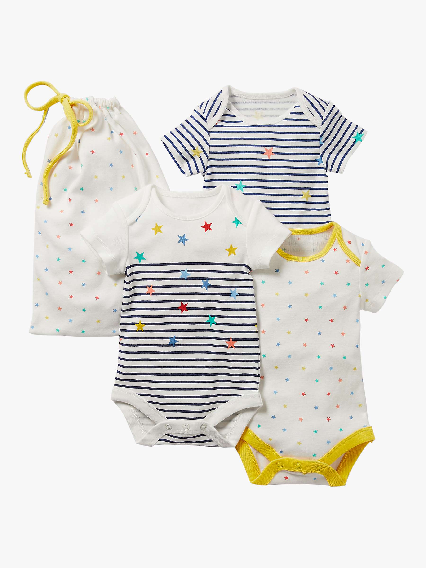 Buy Mini Boden Baby Star Print Bodysuit, Pack of 3, Multi Online at johnlewis.com