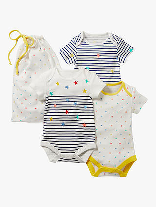 Mini Boden Baby Star Print Bodysuit, Pack of 3, Multi