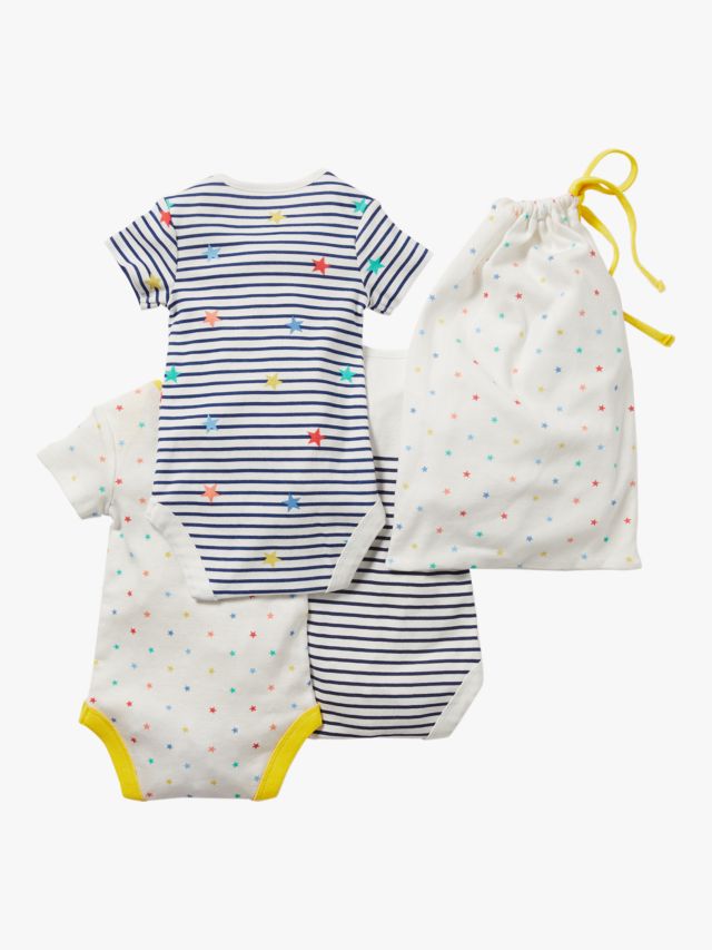 Mini Boden Baby Star Print Bodysuit, Pack of 3, Multi, newborn