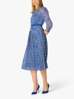 L.K Bennett Avery Heart Spot Print Midi Dress, Blue, 6