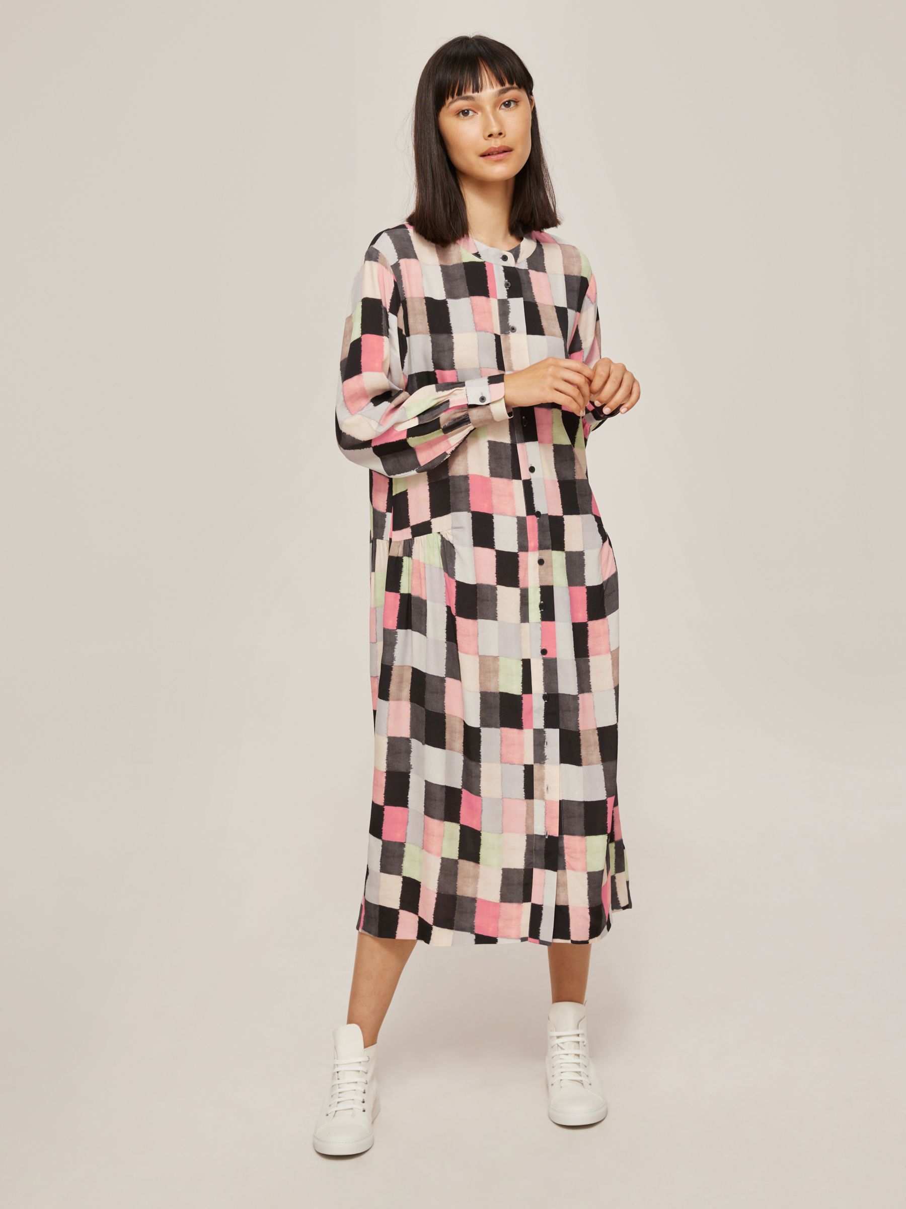 Kin Patchwork Print Kimono Sleeve Shirt Dress, Pink/Multi