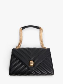 Mango Quilted Double Chain Shoulder Bag, Black