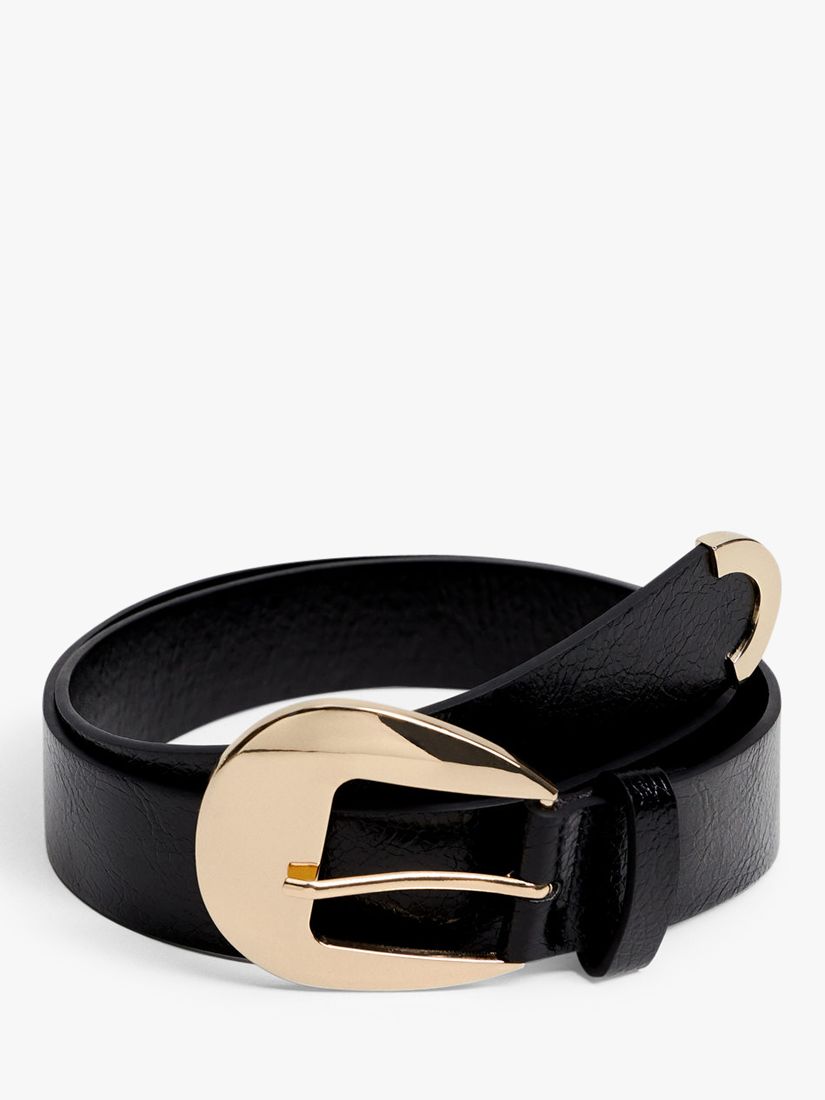 Mango Slim Buckle Belt, Black