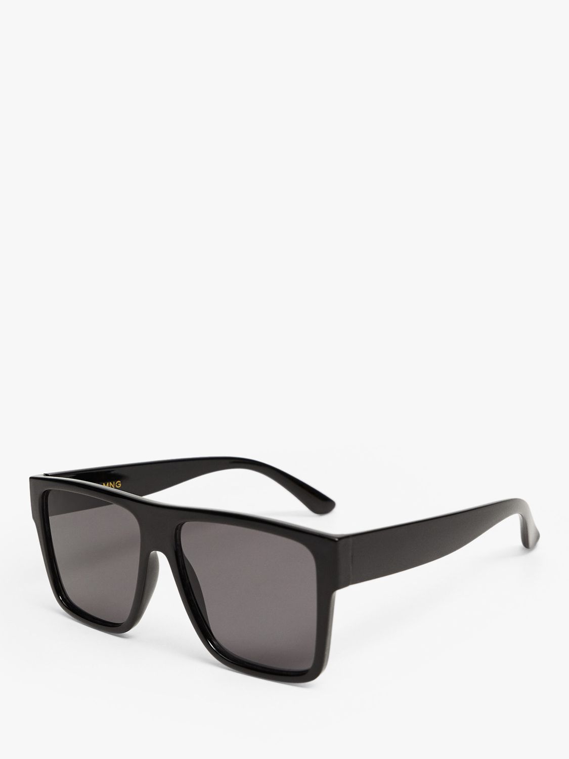 Mango Square Frame Sunglasses, Black at John Lewis & Partners