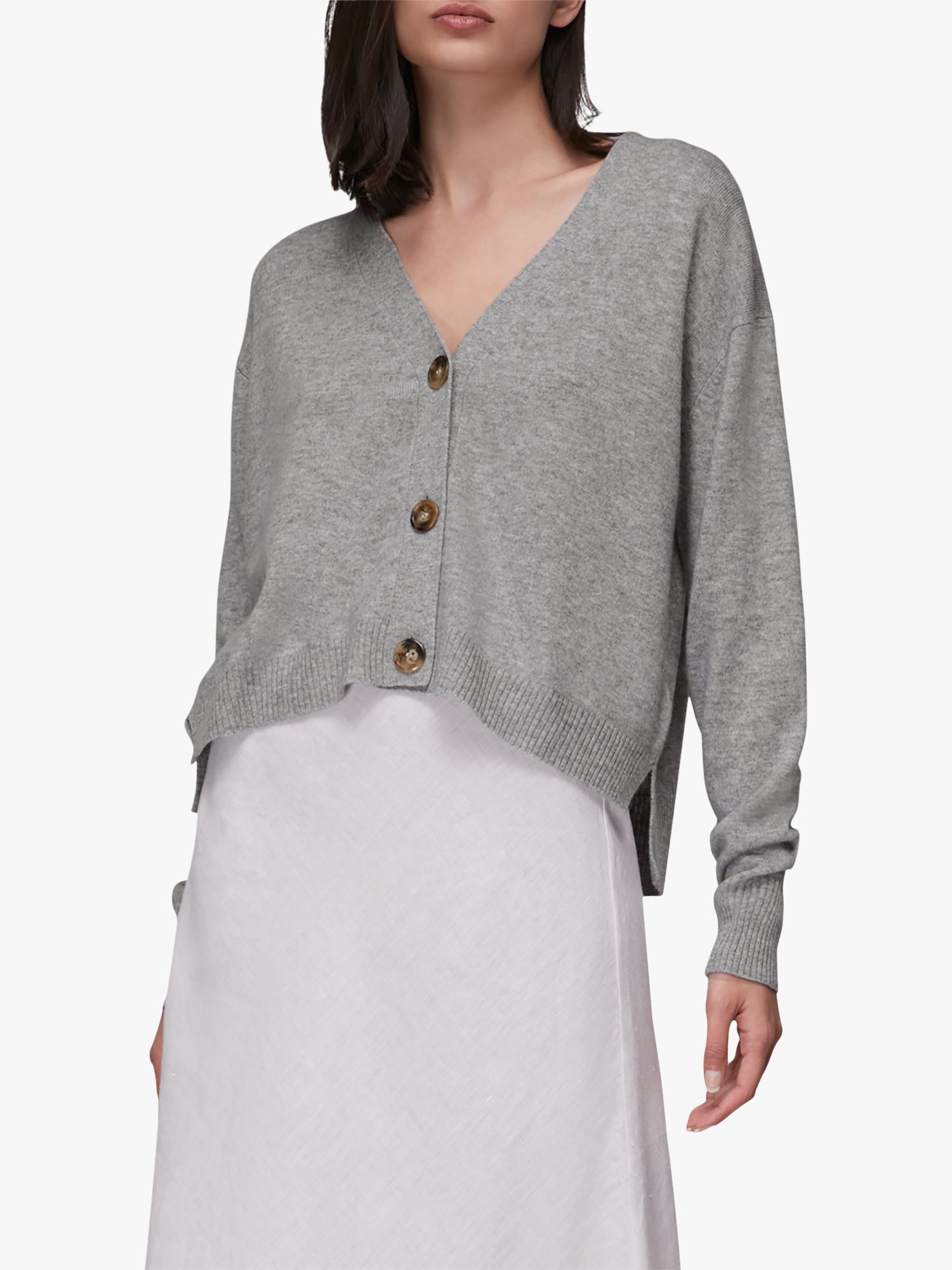 Grey Ribbed Panel Cashmere Sweater, WHISTLES